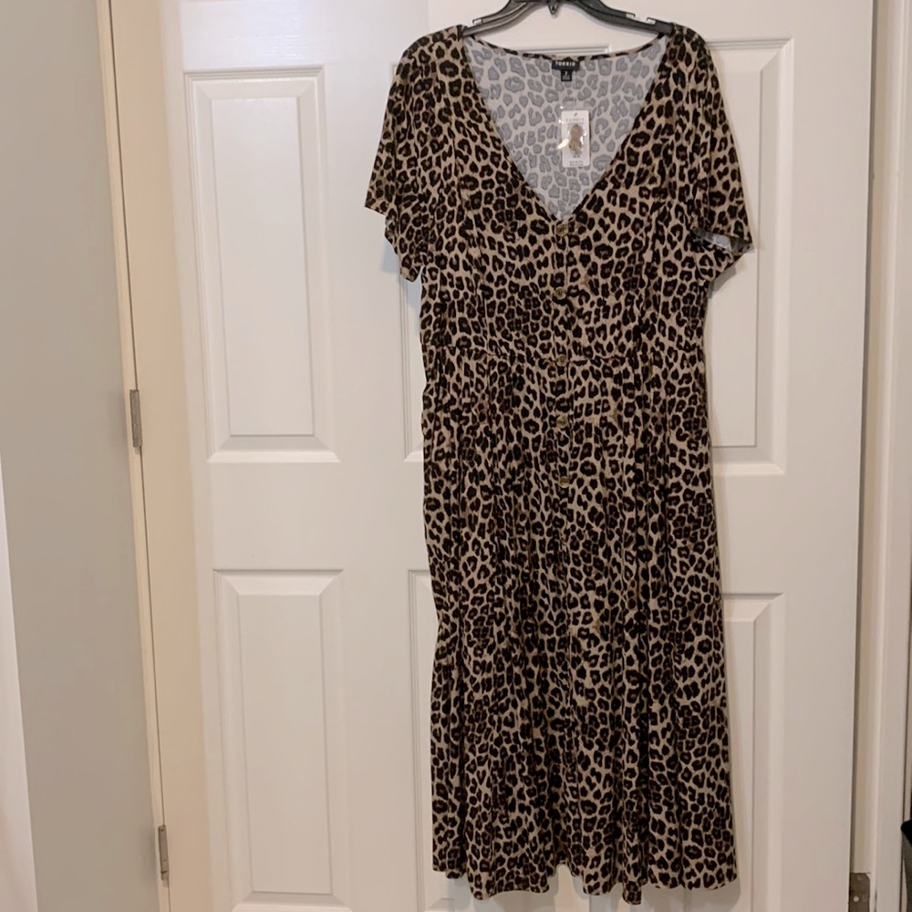 Leopard long dress w/pockets